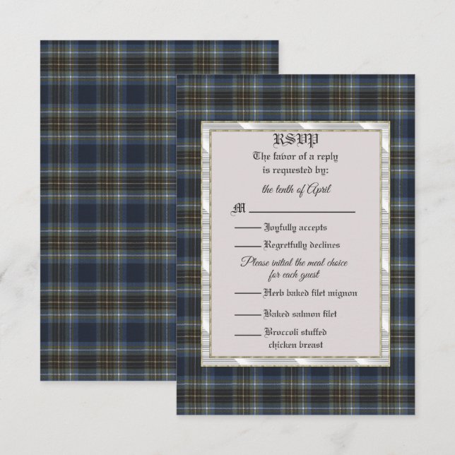 Carte de réponse Tartan écossaise Holyrood (Devant / Derrière)