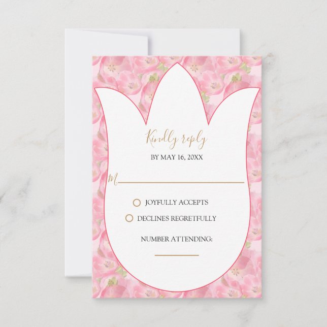 Carte de réponse Tulipes en aquarelle rose (Devant)