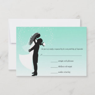 Carte de réponse turquoise Ombre Silhouette RSVP