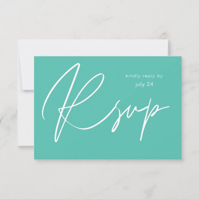 Carte de réponse Turquoise Vert MOD Calligraphie a (Devant)