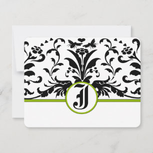 Carte de réponse verte noire Damas