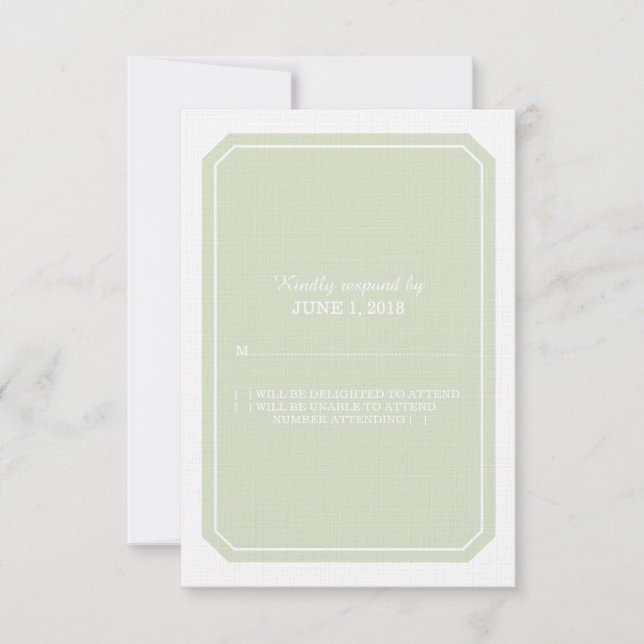 Carte de réponse verte tout simplement élégant (Devant)