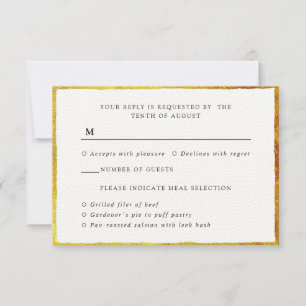 Carte de réponse vintage bordure en or