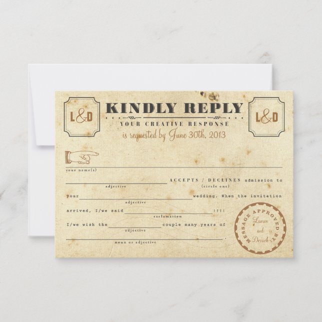 Carte de réponse vintage Telegram Libs (Devant)