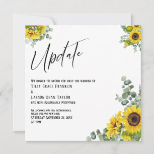 Carte de report de mariage Eucalyptus Tournesol Up