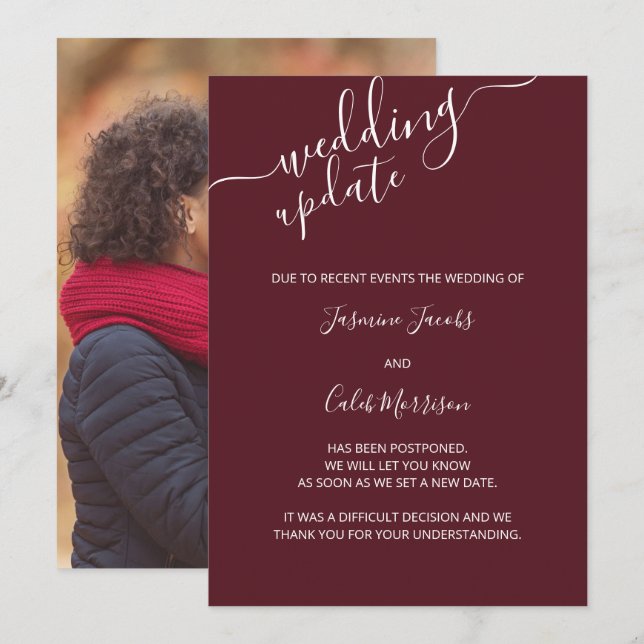 Carte de report de photo Mariage Bordeaux mise à j (Devant / Derrière)