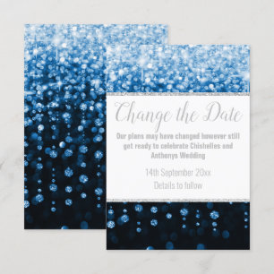 CARTE DE REPORT ÉLÉGANTE AQUA BLEU DIAMANT ARGENTÉ