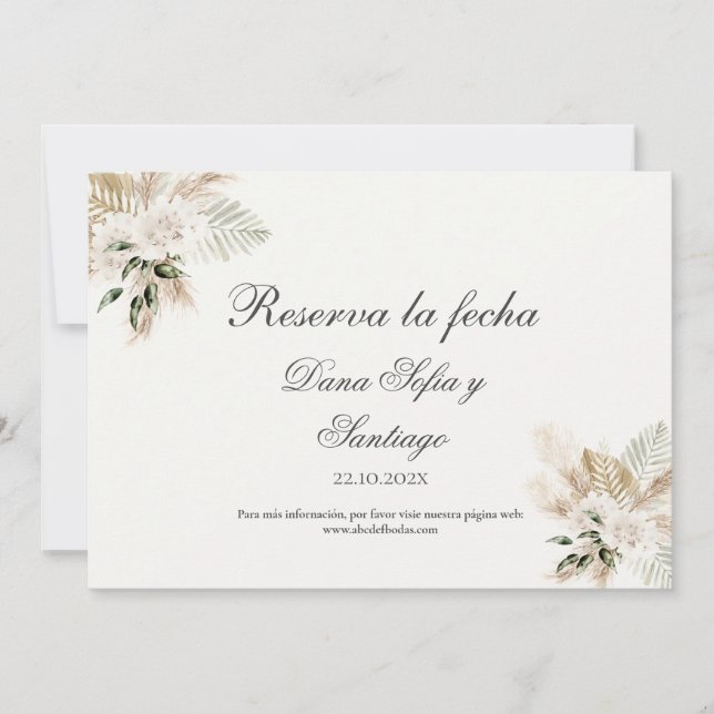 Carte de réservation de date espagnole boho (Devant)