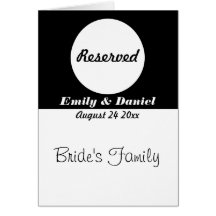 Carte de réservation de table Mariage noir et blan