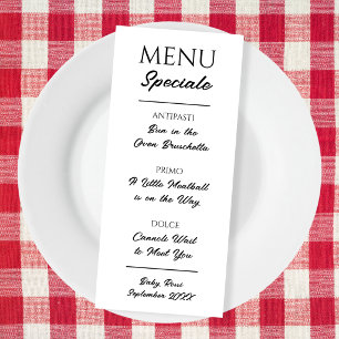 Carte de restaurant italien pour annonce de grosse