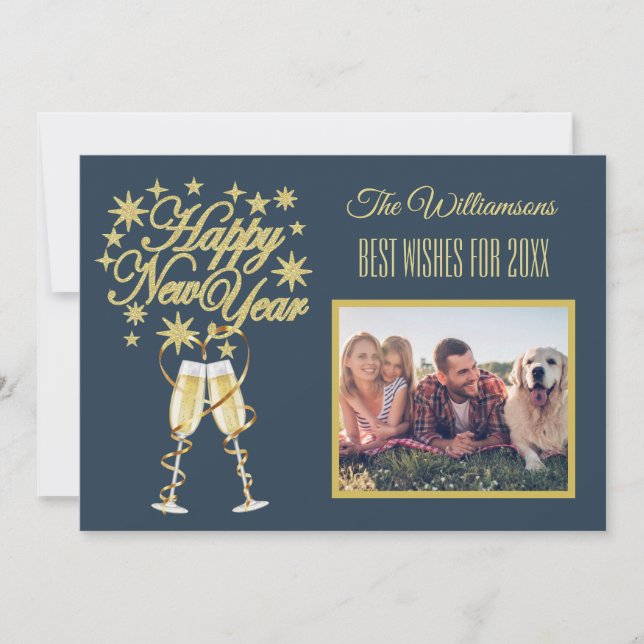 Carte de retour avant multiphoto pour le nouvel an (Devant)