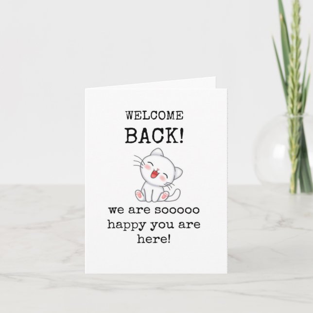 Carte de retour de bienvenue, Chat mignon, Carte a (Devant)
