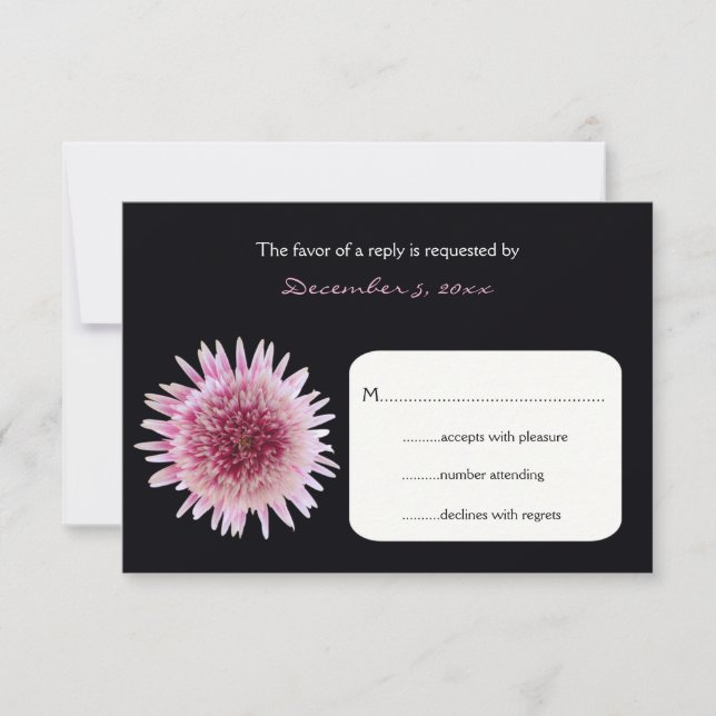 Carte de retour Mariage RSVP - Invitation Gerbera (Devant)
