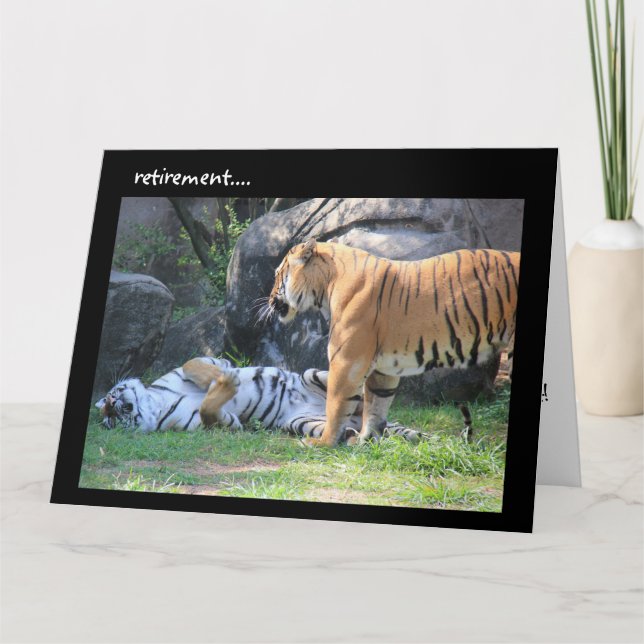 Carte de retraite amusante, tigre endormi (Devant)