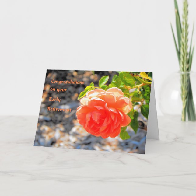 Carte de retraite anticipée avec Rose orange (Devant)