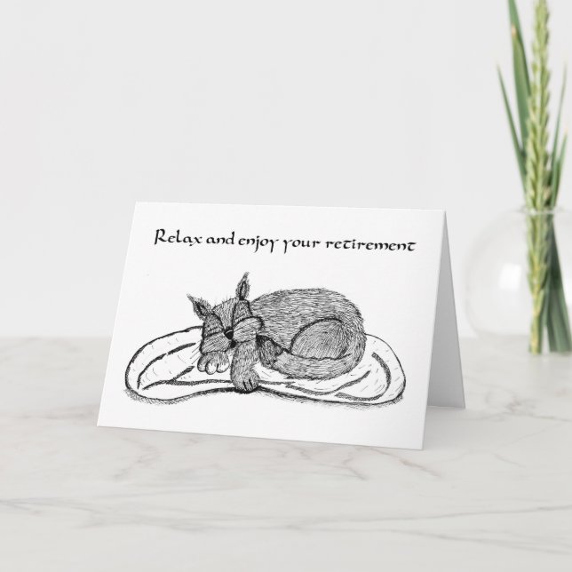 Carte De Retraite Avec Chat Dormant (Devant)