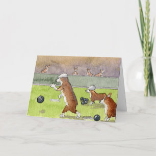 Carte de retraite de Corgis de bowling