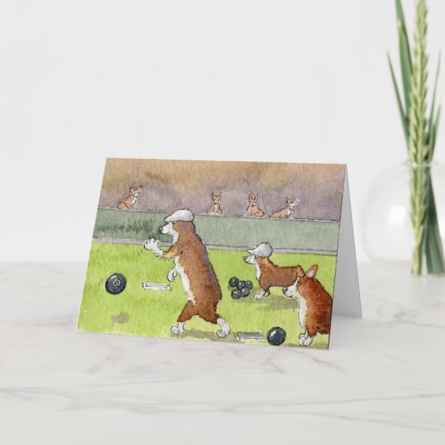 Carte de retraite de Corgis de bowling (Devant)