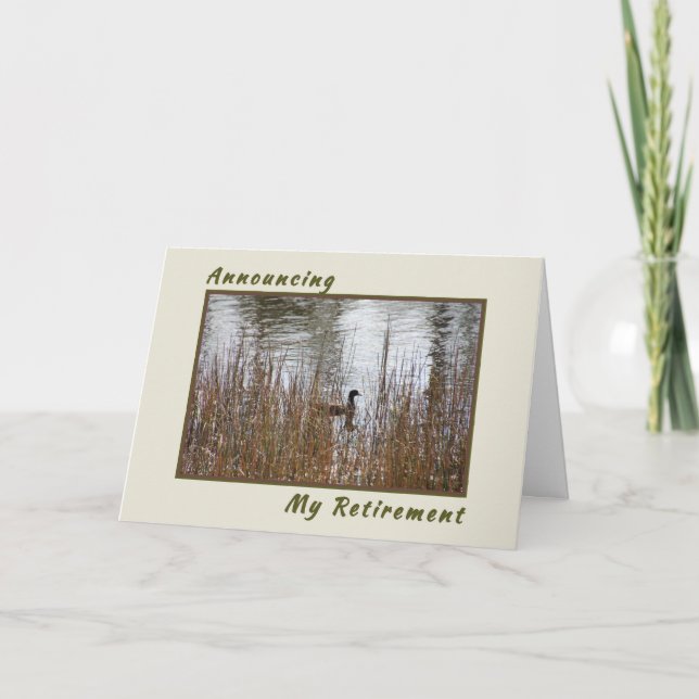 Carte de retraite, étang nature avec canard (Devant)