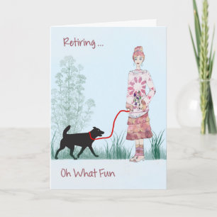 Carte de retraite Lady Marcher son chien