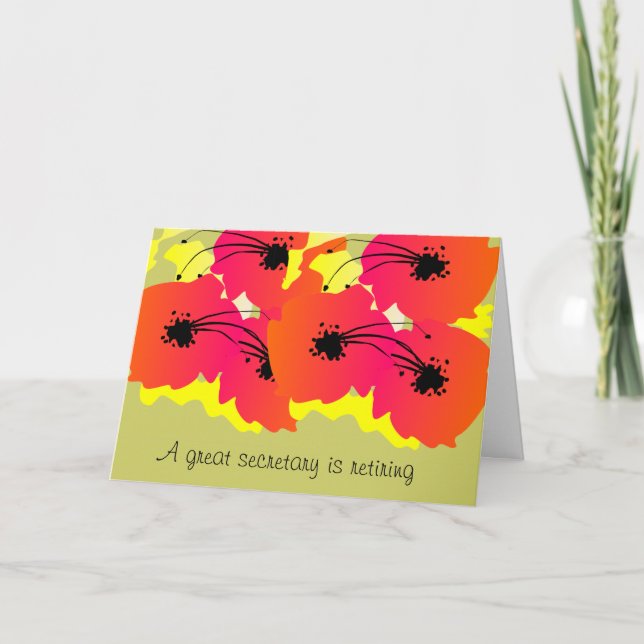 Carte de retraite Secrétaire Design Fleurs brillan (Devant)