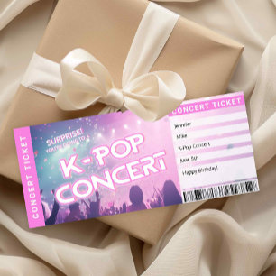 Carte de révélation de billet de concert K-Pop sur