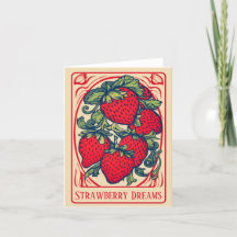 Carte de rêves de fraises mignonnes et sucrées