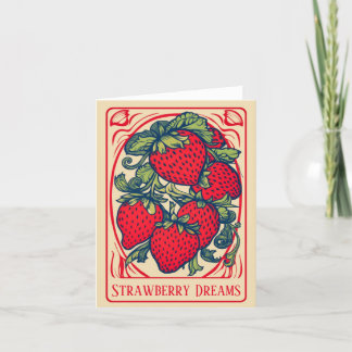 Carte de rêves de fraises mignonnes et sucrées