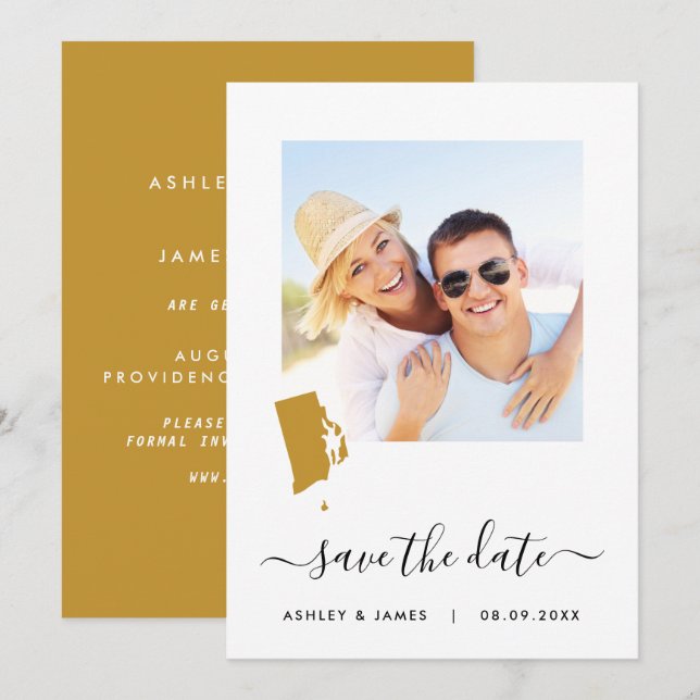 Carte de Rhode Island Photo Mariage Enregistrer la (Devant / Derrière)