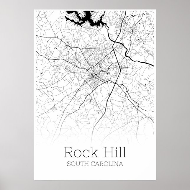 Carte de Rock Hill - Caroline du Sud - Poster de c (Devant)