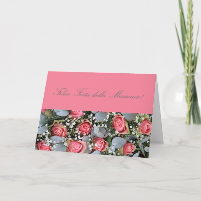 Carte de rose de la fête des mères italiennes (Devant)