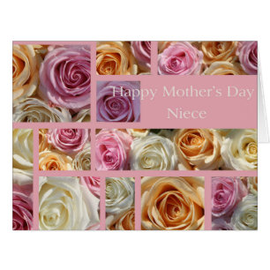 Carte de rose de la fête des mères nièce Happy