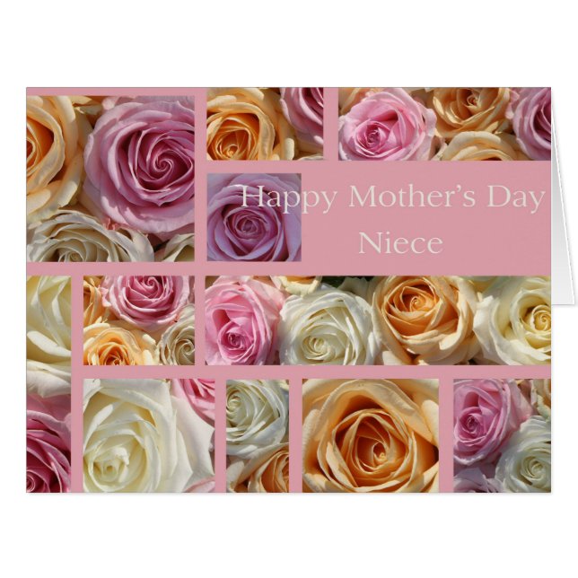 Carte de rose de la fête des mères nièce Happy (Devant horizontal)