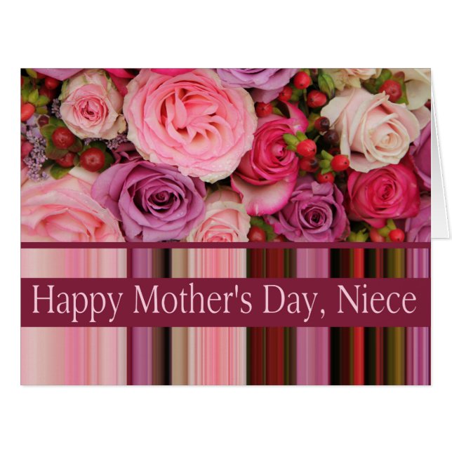 Carte de rose de la fête des mères nièce Happy (Devant horizontal)