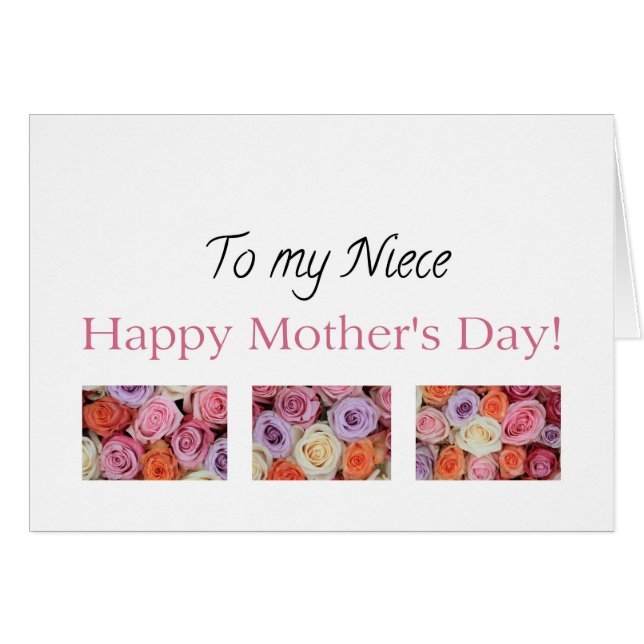 Carte de rose de la fête des mères nièce Happy (Devant Horizontal)