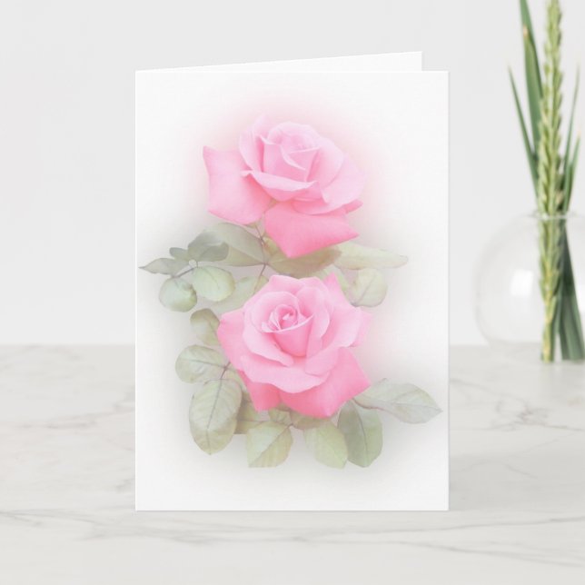 Carte de roses roses (Devant)