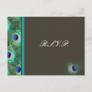 carte de rsvp de mariage de bleu de paon