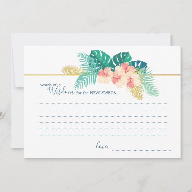 Carte de sagesse de mariage Elegant Gold Hawaiian  (Devant)