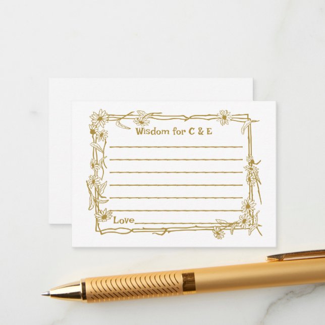 Carte de sagesse et de conseil mariage pour les cl (Devant/Arrière en situation)