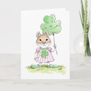 Carte de Saint-Patrick avec une souris mignonne