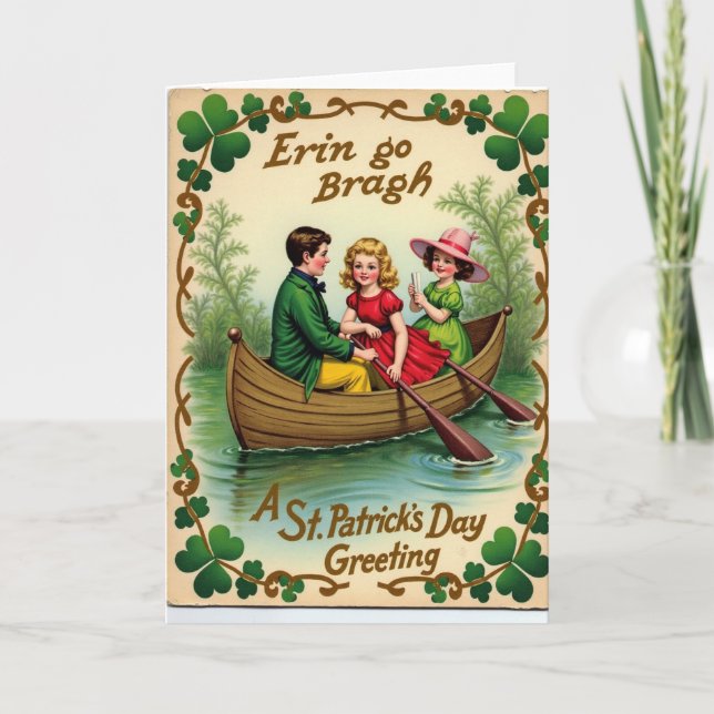 Carte de Saint-Patrick : Promenade en bateau Trèfl (Devant)
