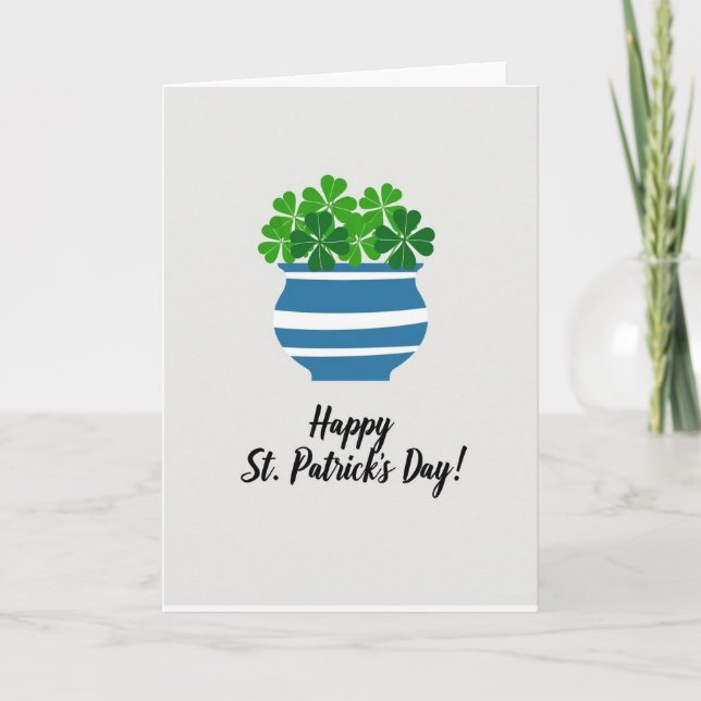 Carte de Saint-Patrick Stripée Shamrocks Joyeuse (Devant)
