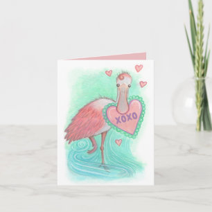 Carte de Saint-Valentin à l'oiseau de Spoonbill