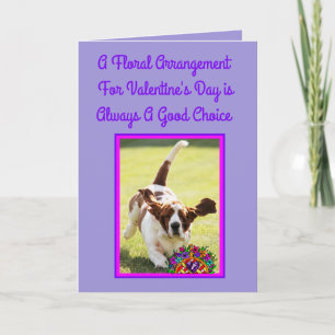 Carte de Saint Valentin amusante avec Basset & Fle