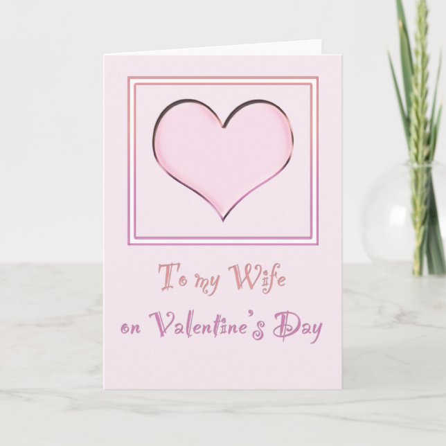 Carte de Saint-Valentin au coeur rose - À ma femme (Devant)