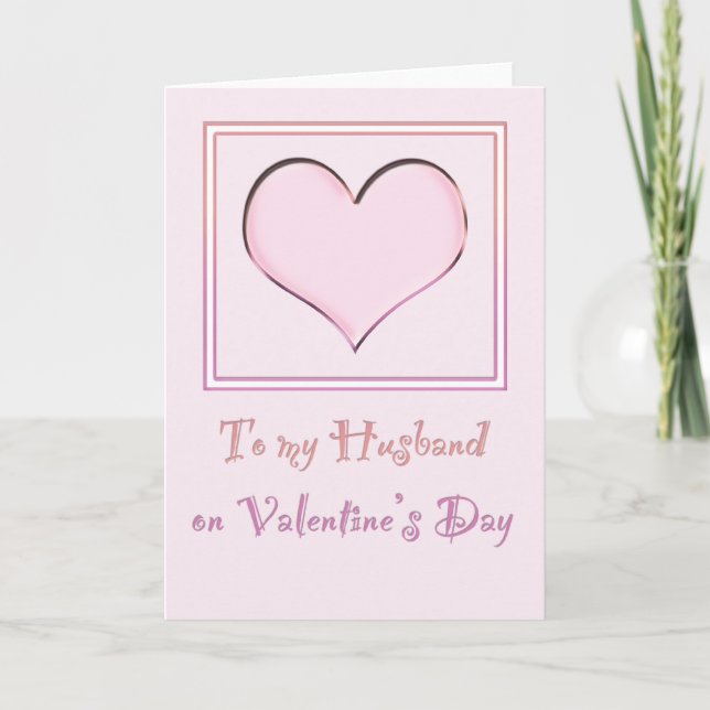 Carte de Saint-Valentin au coeur rose - À mon mari (Devant)