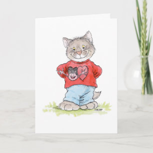 Carte de Saint-Valentin Chat d'Amour Croissant