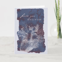 Carte de Saint Valentin Coeur Anatomique en Bleu