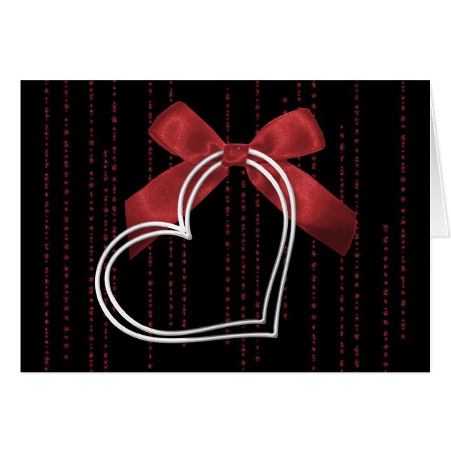 Carte de Saint-Valentin Coeur d'argent et amour de (Devant horizontal)