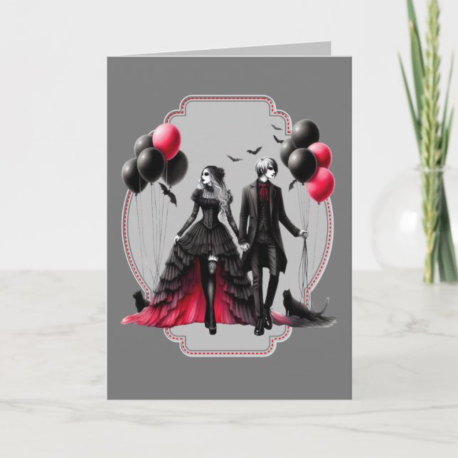 Carte de Saint Valentin Couple Gothique Salutation (Devant)